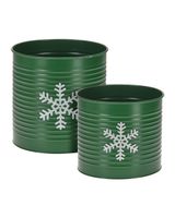 Homesmiths Christmas Zinc Planter Set of 2 Green