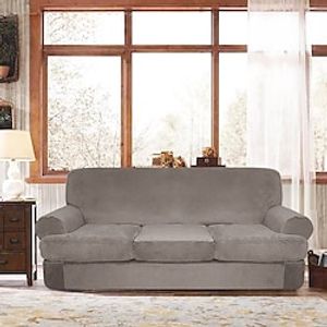 Velvet Sofa Cover Couch Covers for 3 Cushion Couch Sofa Slipcovers for Sofas with 3 Cushions Stretch 4 Pieces Couch Cover Thick Furniture Covers for Dogs Pets Sofa miniinthebox
