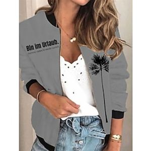 Women's Bomber Jacket Casual Jacket Varsity Jacket Stylish Street Style Daily Wear Vacation Coat Regular Gray Fall Winter Zipper Stand Collar Regular Fit S M L XL XXL 3XL Lightinthebox