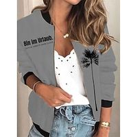 Women's Bomber Jacket Casual Jacket Varsity Jacket Stylish Street Style Daily Wear Vacation Coat Regular Gray Fall Winter Zipper Stand Collar Regular Fit S M L XL XXL 3XL Lightinthebox - thumbnail