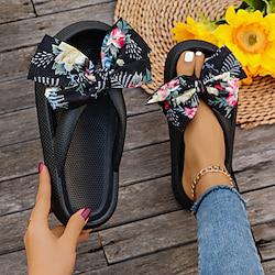 Women's Slippers Flip-Flops House Slippers Outdoor Slippers Beach Slippers Daily Beach Bowknot Flat Heel Open Toe Casual Comfort Minimalism EVA Loafer Black White Pink Lightinthebox