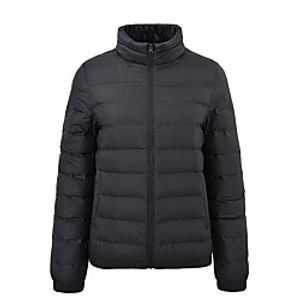Women's Sports Puffer Jacket Hiking Down Jacket Hiking Windbreaker Winter Outdoor Thermal Warm Windproof Lightweight Breathable Outerwear Trench Coat Top Skiing Fishing Climbing Female black Female Lightinthebox