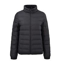 Women's Sports Puffer Jacket Hiking Down Jacket Hiking Windbreaker Winter Outdoor Thermal Warm Windproof Lightweight Breathable Outerwear Trench Coat Top Skiing Fishing Climbing Female black Female Lightinthebox - thumbnail