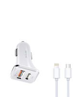 IENDS Dual Port Type-C Lightning Car Charger White - thumbnail