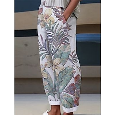 Women's Chinos Pants Trousers Long Faux Linen Pocket Active Fashion Street Daily Wear White Purple S M Spring Lightinthebox