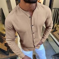 Men's Button Up Shirt T shirt Tee Tee Top Plain Collar Street Vacation Long Sleeve Button-Down Clothing Apparel Fashion Designer Basic miniinthebox