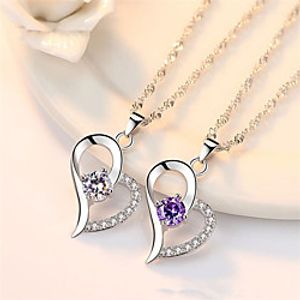 Pendant Necklace Necklace Women's Classic Cubic Zirconia Silver Plated Simple Fashion Classic Casual  Sporty Sweet Cute Purple White 45 cm Necklace Jewelry 1pc for Street Gift Daily Prom Festival Lightinthebox