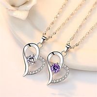 Pendant Necklace Necklace Women's Classic Cubic Zirconia Silver Plated Simple Fashion Classic Casual  Sporty Sweet Cute Purple White 45 cm Necklace Jewelry 1pc for Street Gift Daily Prom Festival Lightinthebox - thumbnail