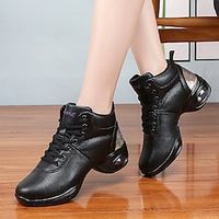Women's Dance Sneakers Sneakers Party Practice Platform Sneakers Elegant Stylish Simple Flat Heel Round Toe Lace-up Black White Light Grey miniinthebox - thumbnail