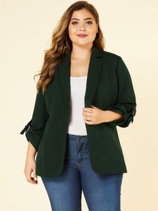 YOINS Plus Size Green Lapel Collar Blazer