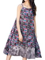 Vintage Women Printed Spaghetti Strap Two Layers Dresses