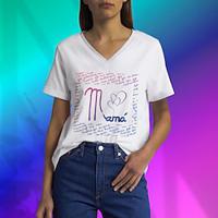 Women's T shirt Tee Letter Mama Daily White Black Short Sleeve Stylish V Neck Summer Mother's Day Lightinthebox