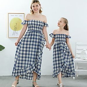 Irregular Hem Floral Print Series Off-shoulder Dresses for Mommy and Me miniinthebox