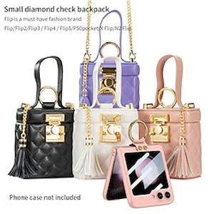Phone Case For Samsung Galaxy Z Flip 5 Z Flip 4 Z Flip 3 Back Cover Handbag Purse Portable Ring Holder Full Body Protective PU Leather miniinthebox