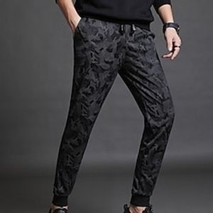 Men's Joggers Tapered pants Trousers Casual Pants Drawstring Elastic Waist Elastic Drawstring Design Camouflage Comfort Soft Ankle-Length Daily Streetwear Loose Black Micro-elastic miniinthebox