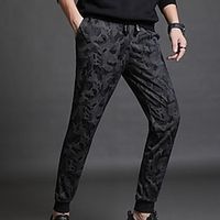 Men's Joggers Tapered pants Trousers Casual Pants Drawstring Elastic Waist Elastic Drawstring Design Camouflage Comfort Soft Ankle-Length Daily Streetwear Loose Black Micro-elastic miniinthebox - thumbnail