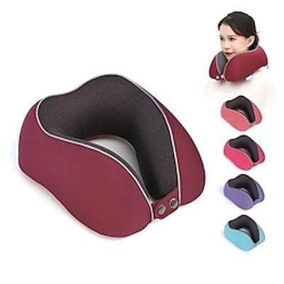 Memory Foam U-shaped Pillow Airplane Pillow Travel Neck Pillow Two Buckles Fixation Gift Home miniinthebox