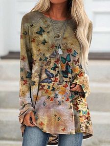 Round Neckline Color Block Casual Loose Regular Shift Sweate