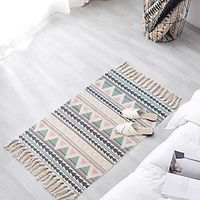 Boho Rugs Moroccan Area Rug Small Rug for Bedroom Cotton Rug Washable with Tassel Boho Rug Bedroom Carpet Woven Rug for Living Room Lightinthebox - thumbnail