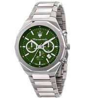 Maserati Stile 45mm CHR Green Dial Br SS Men's Watch - R8873642011