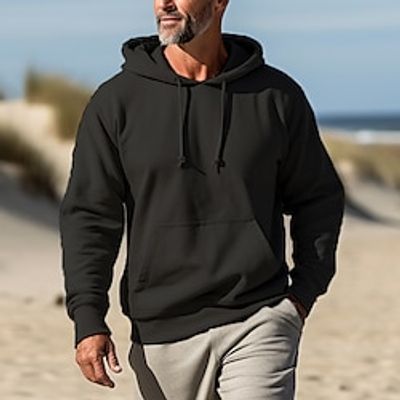 Men's Hoodie Black Red Hooded Plain Sports  Outdoor Daily Holiday Streetwear Cool Casual Spring   Fall Clothing Apparel Hoodies Sweatshirts  miniinthebox