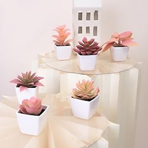6PCS pink mini plant small potted plants artificial succulent green plant small potted plants suitable for desktop window bookshelf decoration and decoration miniinthebox