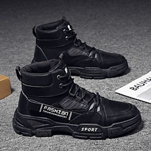 Men's Boots Lace up Retro Vintage Chinoiserie British Daily Outdoor PU Non-slipping Wear Proof Dark Grey Khaki Black Fall miniinthebox