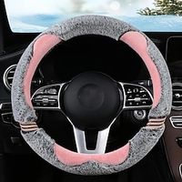 Cartoon Cat Face Short Plush Car Steering Wheel Cover non-slip Warm Cute Female Winter Steering Wheel Cover miniinthebox - thumbnail