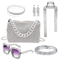 6pcs Disco Set Silver Bag Party Hat with Disco Necklace and Sparkly Mirrored Disco Bracelet Sparkly Girls Party Outfit Accessories Cosplay Dress Up Lightinthebox - thumbnail