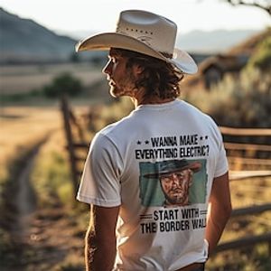 Western Cowboy Black White Burgundy T shirt Tee Men's Graphic Cotton Blend Shirt Sports Classic Shirt Short Sleeve Comfortable Tee Sports Outdoor Holiday Summer Fashion Designer Clothing S M L XL XXL Lightinthebox