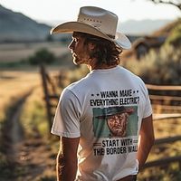 Western Cowboy Black White Burgundy T shirt Tee Men's Graphic Cotton Blend Shirt Sports Classic Shirt Short Sleeve Comfortable Tee Sports Outdoor Holiday Summer Fashion Designer Clothing S M L XL XXL Lightinthebox - thumbnail