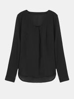 Casual Solid Long Sleeve V-Neck Chiffon Blouse