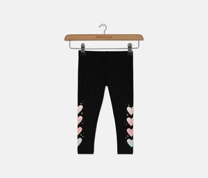 Toddler Girls Heart Leggings  Deep Black