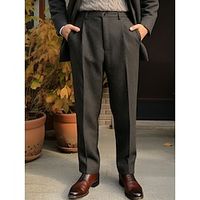 Men's Dress Pants Winter Pants Trousers Suit Pants Tweed Pants Pocket Plain Comfort Breathable Outdoor Daily Going out Fashion Casual Black Brown miniinthebox - thumbnail