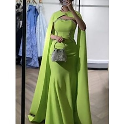 A-Line Evening Gown Elegant Dress Formal Sweep  Brush Train Christmas Red Green Dress Sleeveless Jewel Neck Stretch Fabric with Pleats Sequin 2023 Lightinthebox