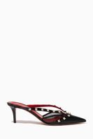 Valentino Garavani Rockstud Alcove Mules in Patent Leather & Mesh Valentino Garavani Rockstud Alcove Mules in Patent Leather & Mesh