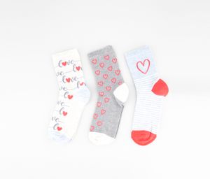 Womens 3 Pieces Socks Blue/Grey/Beige Womens 3 Pieces Socks Blue/Grey/Beige