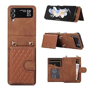 Phone Case For Samsung Galaxy Z Flip 4 Z Flip 3 Kickstand Shockproof PU Leather miniinthebox