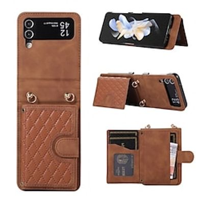 Phone Case For Samsung Galaxy Z Flip 4 Z Flip 3 Kickstand Shockproof PU Leather miniinthebox