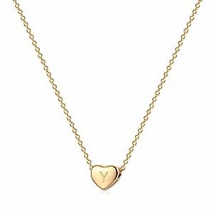 tiny gold initial heart necklace, 14k gold filled delicate cute dainty charm initial alphabet letter love heart choker necklaces best jewelry gift Lightinthebox