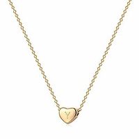 tiny gold initial heart necklace, 14k gold filled delicate cute dainty charm initial alphabet letter love heart choker necklaces best jewelry gift Lightinthebox - thumbnail