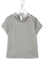 Brunello Cucinelli Kids bead-embellished cotton T-shirt - Grey