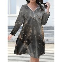 Women's Plus Size Curve Casual Dress Winter Dress Gradient Marbling Mini Dress Long Sleeve Print V Neck Fashion Outdoor Gray Fall Winter L XL 2XL 3XL 4XL Lightinthebox - thumbnail