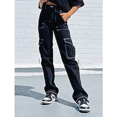 Women's Jeans Cargo Pants Pants Trousers Full Length Fashion Streetwear Street Daily Black Army Green S M Fall Winter Lightinthebox