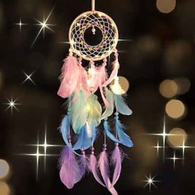 Dream Catcher Wall Decor Christmas for Girls Kids Adults Bedroom Room Wall Hanging Light Decoration Bohemian Home Balcony Decor Birthday Gift Lightinthebox