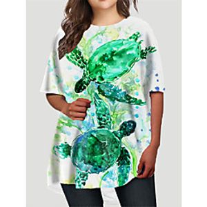 Women's Plus Size Dress T Shirt Dress Tee Dress Short Mini Dress Half Sleeve Graphic Animal Print Basic Fall Spring Summer Green XL XXL 3XL 4XL 5XL Lightinthebox