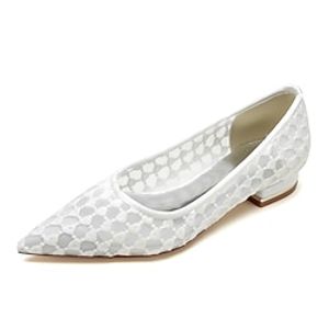 Women's Wedding Shoes Flats Ladies Shoes Valentines Gifts White Shoes Wedding Party Daily Embroidered Wedding Flats Bridal Shoes Bridesmaid Shoes Embroidery Flat Heel Pointed Toe Cute Minimalism Knit Lightinthebox