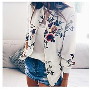 ladies spring blouson fashion floral baseball coat tops coat bomber jacket biker jacket zipper aviator jacket short jacket 01 red de 38 Lightinthebox