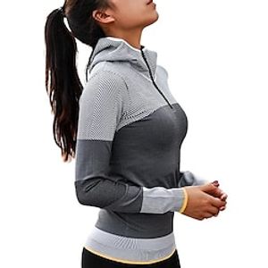 Women's Seamless Sports Pullover Running Fitness Yoga Gym Fleece Lightweight Breathable Jacket Long Sleeve Hooded Sports Lightinthebox