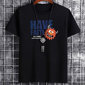 Men's Unisex Tee T shirt Hot Stamping Cartoon Graphic Prints Letter Plus Size Print Short Sleeve Casual Tops Cotton Basic Fashion Designer Big and Tall White Black Khaki miniinthebox